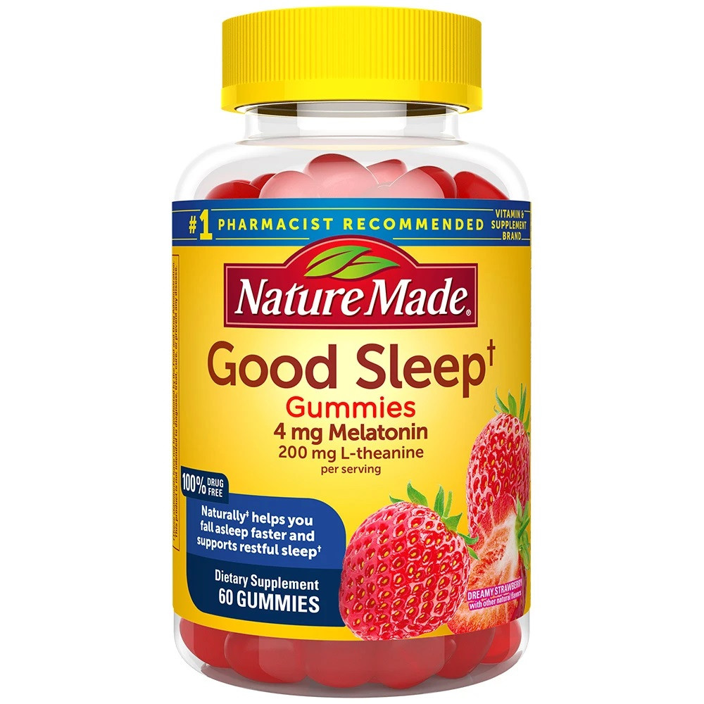 

Nature Made Good Sleep Мелатонин 4 мг + L-Theanine 200 мг 60 конфет на 30 дней