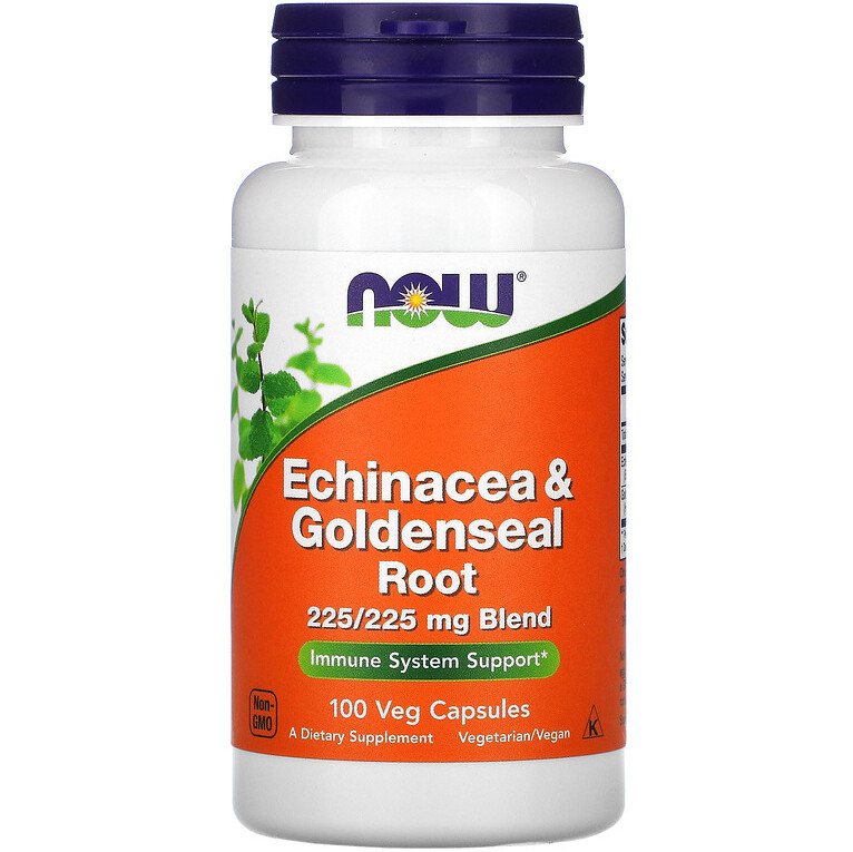 

Эхинацея и желтокорень NOW Foods "Echinacea & Goldenseal Root" 225/225 мг (100 капсул)