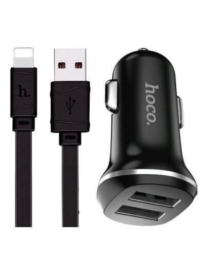 

Автомобильное зарядное для телефона Hoco 2USB Z1 + USB Cable iPhone 6 (2.1A) черный