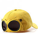 Кепка Бейсболка з маскою Сонцезахисні окуляри Hande Made Жовта 2, Унісекс, фото 3