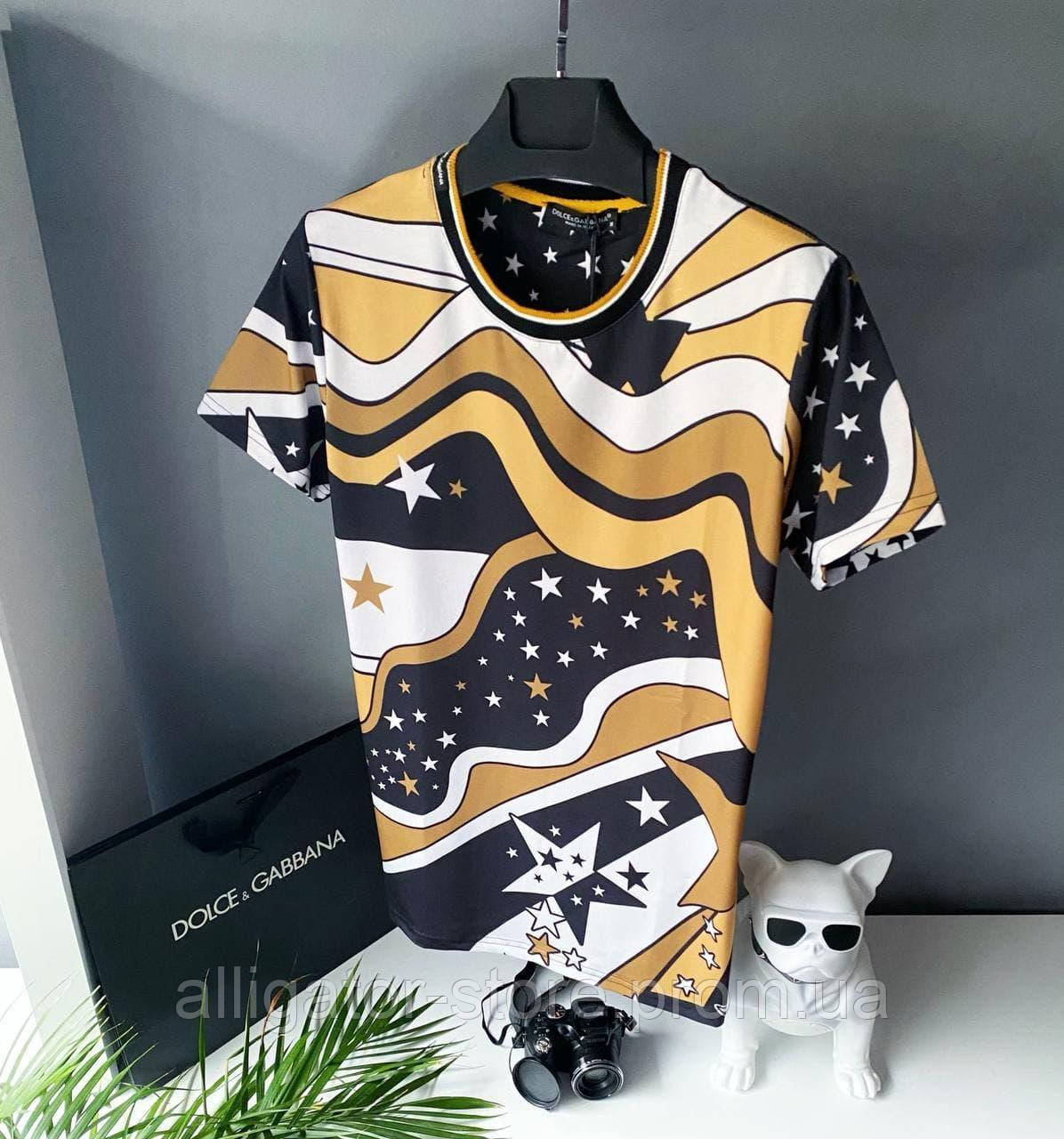 

Стильная мужская футболка с принтом Dolce & Gabbana S M L XL XXL