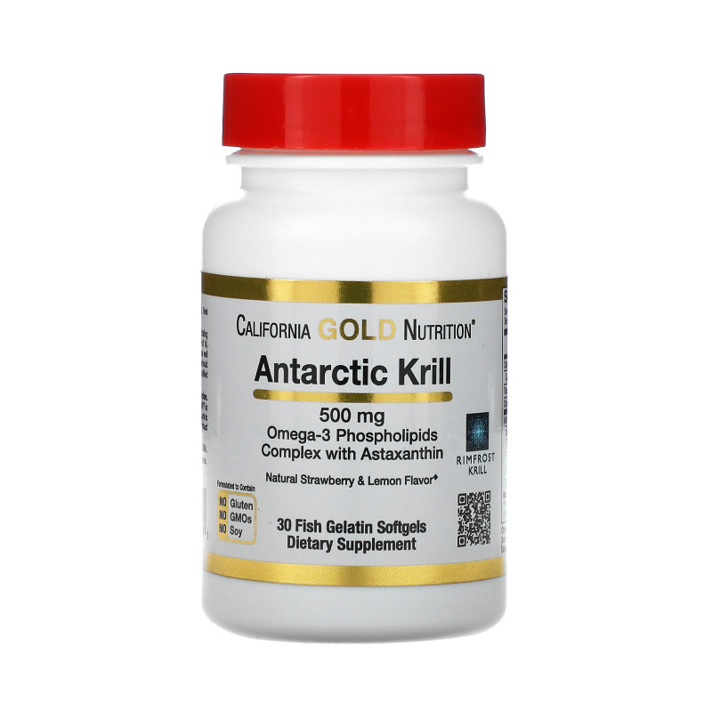 

Масло антарктического криля с астаксантином, 500 мг, California Gold Nutrition, 30 капсул