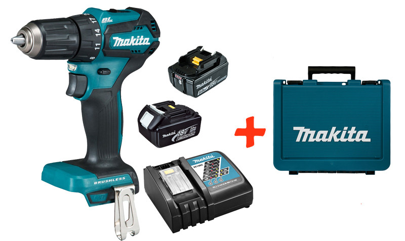 

Аккумуляторная дрель-шуруповерт Makita DDF483Z+1акк.18V 3 Ah+1акк.18V 5 Ah+быстрозарядное ЗУ+кейс (DDF483RFT)
