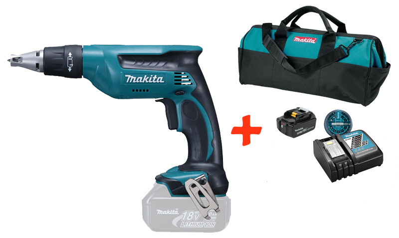 

Аккумуляторный шуруповерт Makita DFS451Z+акк.18V 5 Ah+быстрозарядное ЗУ+набор бит+сумка (DFS451RTBX)