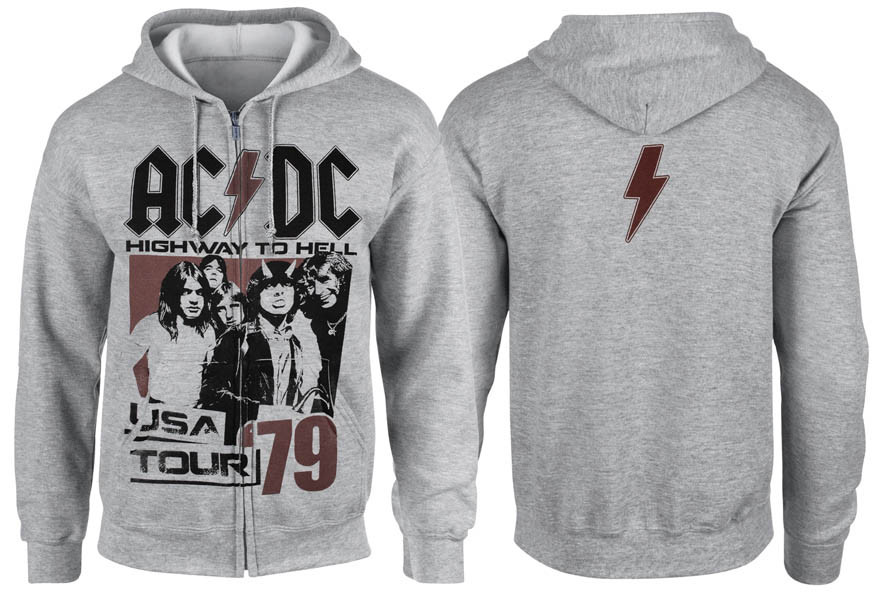 

Толстовка на змейке AC/DC 79 USA Tour меланжевая XL, Светло-серый