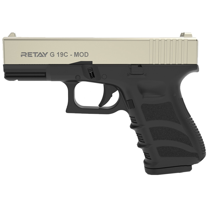 

Пистолет сигнальный, стартовый Retay Glock G 19C (9мм, 7 зарядов), сатин