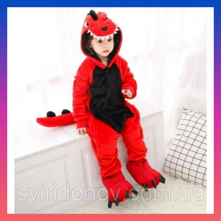 Дитячий Костюм Кигуруми, Піжама червоний дракон для дітей на дорослих дитячі Костюми піжами