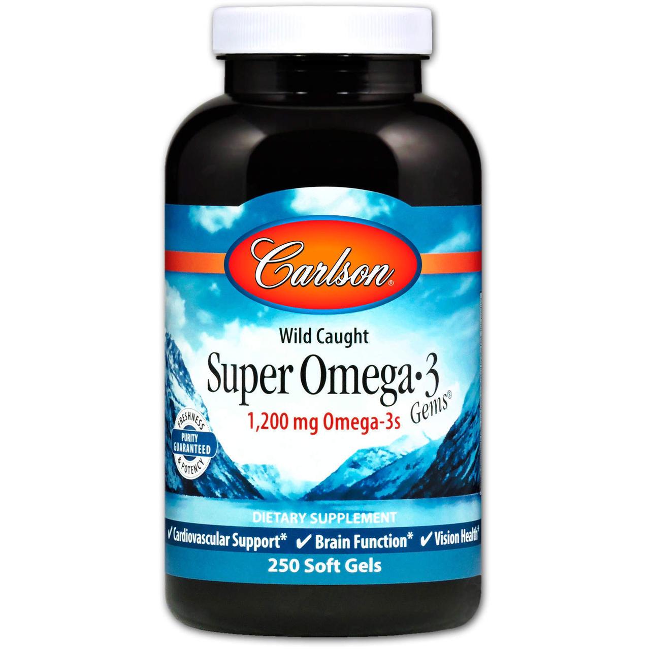 

Рыбий жир Carlson Labs Super Omega -3 1200 мг 250 капсул (2324)