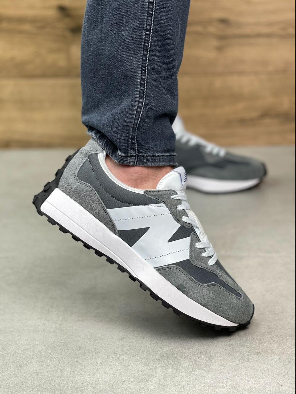 

Мужские кроссовки New Balance 327 серые, Нью Баланс, натуральная замша, прошиты, код KRS-А1098 45, Серый