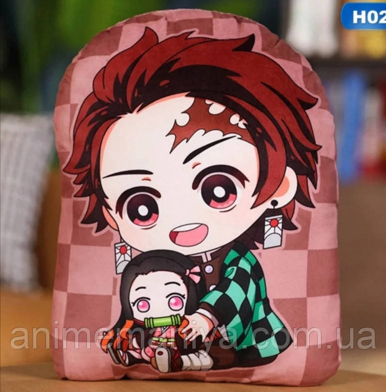 

/ Клинок розтинающий демонів / Kimetsu no Yaiba. Декоративна подушка з принтомТанджиро і Незуко