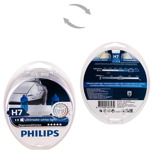 

Автолампа Philips Diamond Vision H7 12V 55W PX26d 2 шт. (12972DVS2)