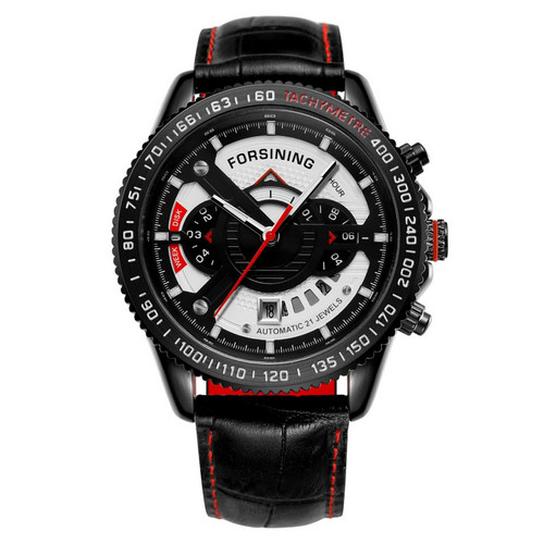 

Мужские оригинальные механические часы Forsining GMT1186 Black-Red-Whiter