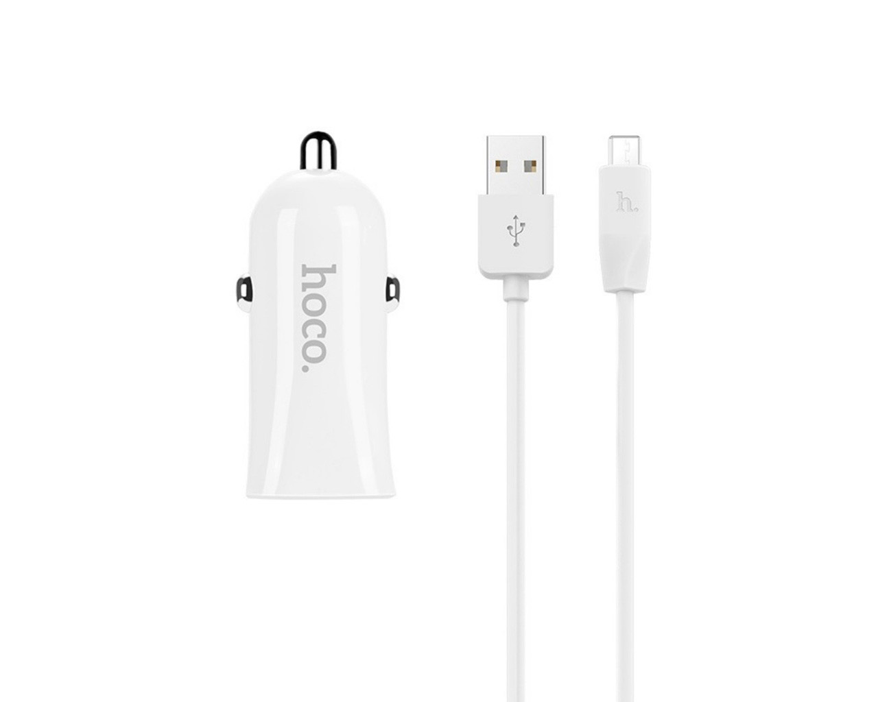 

Зарядное устройство для телефона в авто Hoco Z12 elite two-port car charger set with Micro 2USB 2.4A White