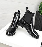 Женские демисезонные ботинки Челси лаковая кожа Black 7545-30, фото 4