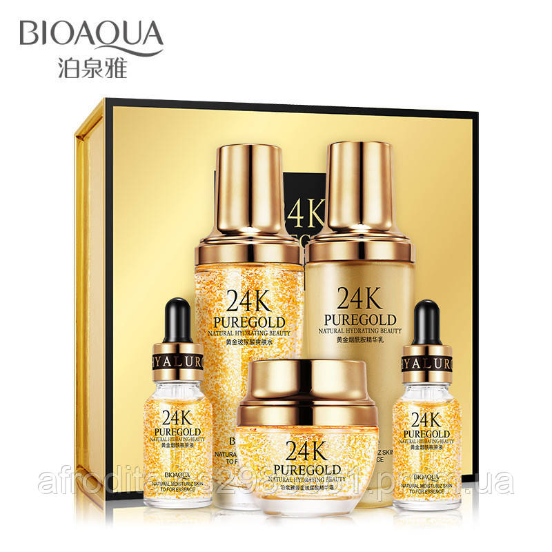 

Подарочный набор с 24k золотом и гиалуроновой кислотой Bioaqua 24K Gold Skin Care (5 предметов)