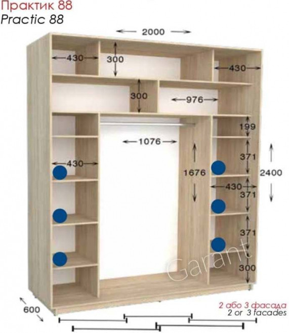

Шкаф-купе 2000х600х2200 Практик 88/2 Чернигов