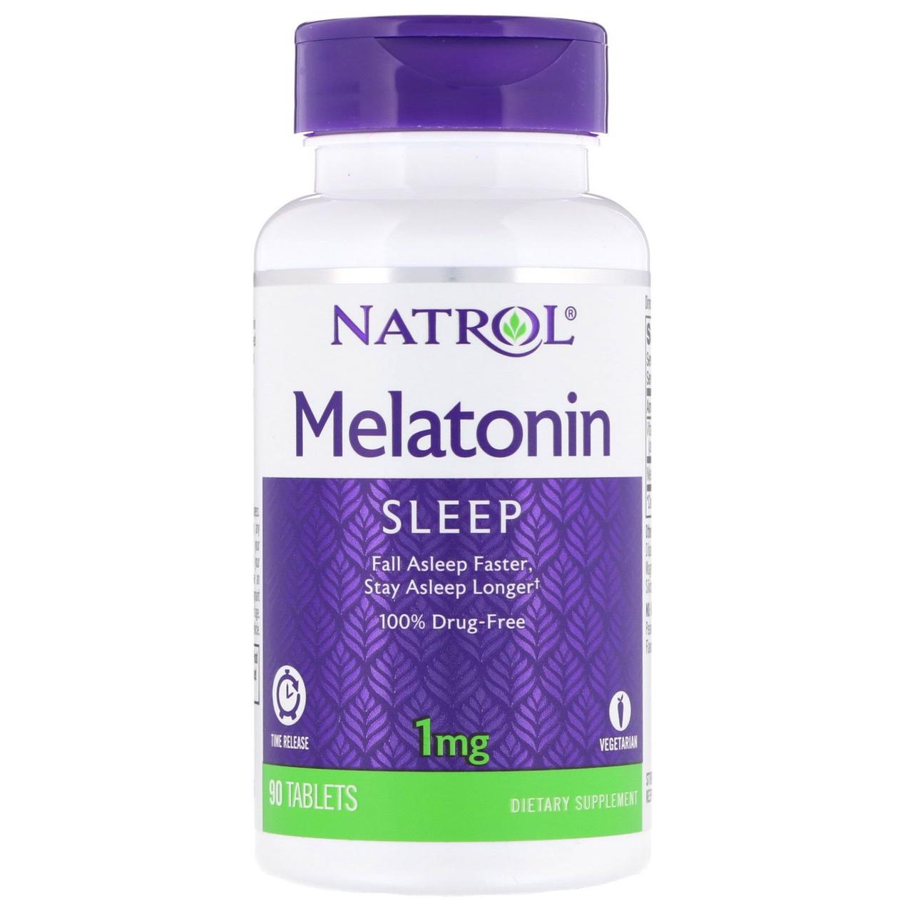 

ОРИГИНАЛ!Natrol,Мелатонин Melatonin медленное высвобождение,1 мг 90 таблеток производства США