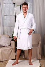 Махровий халат Luxyart, 100% бавовна, 400-420 гр/м2, білий, розмір L (E-2498)