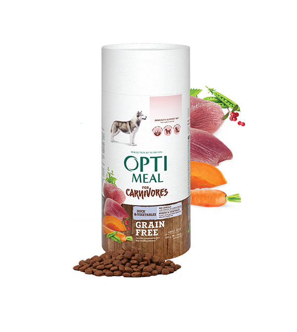 

Корм opti meal(оптимил) беззерновой для взрослых собак всех пород утка овощи 1.5