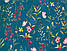 Тканина бязь "Орхідеї, жучки та метелики" на смарагдовому фоні, №3229, фото 7