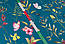 Тканина бязь "Орхідеї, жучки та метелики" на смарагдовому фоні, №3229, фото 8