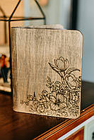 Блокнот в деревянной обложке "Цветочный узор" A5 100 листов Кофейный