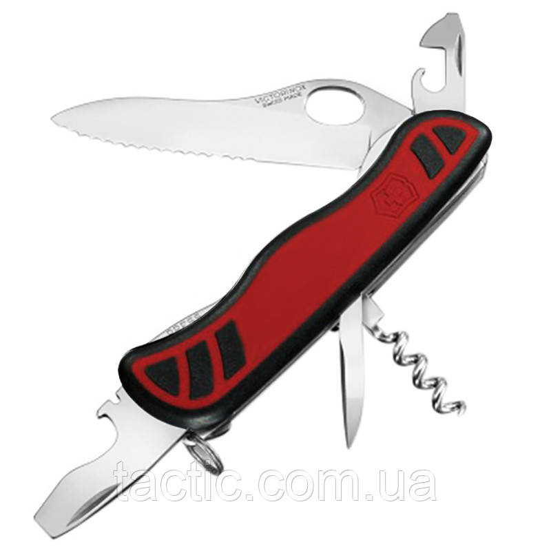 

Нож складной, мультитул Victorinox Nomad One Hand (111мм, 11 функций), красный 0.8351.MWC, Красно-черный