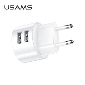 

Сетевое зарядное устройство 2USB Usams T20 (2.1A) White + USB Cable U35 iPhone X, Белый