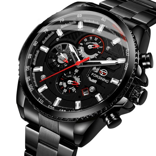 

Мужские часы Forsining 6909 All Black-Red