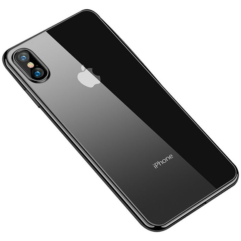 

Прозрачный силиконовый чехол с глянцевой окантовкой Full Camera для Apple iPhone X / XS (5.8") Черный