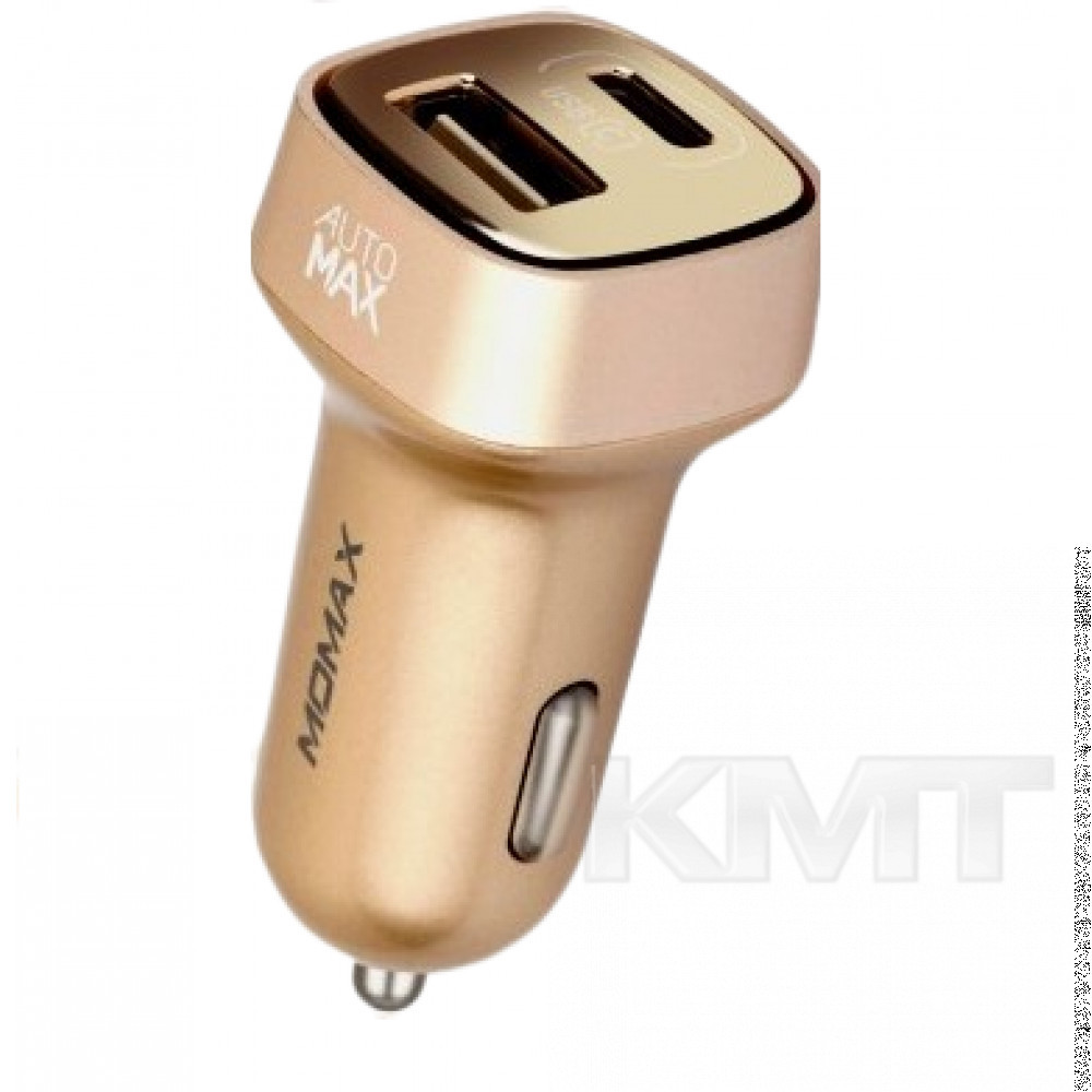 

Momax (UC4TCD) — Elite Car Charger (1 USB + Type C) ( 5.4 A) — Gold