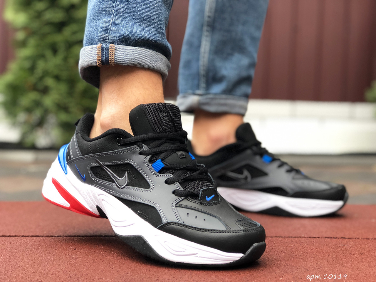 

Мужские кроссовки Nike M2K Tekno черные с белым \ синие 46, Черно-белый