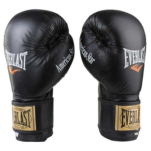 

Боксерские перчатки кожаные черные 8oz Everlast AmericanStar, Черный