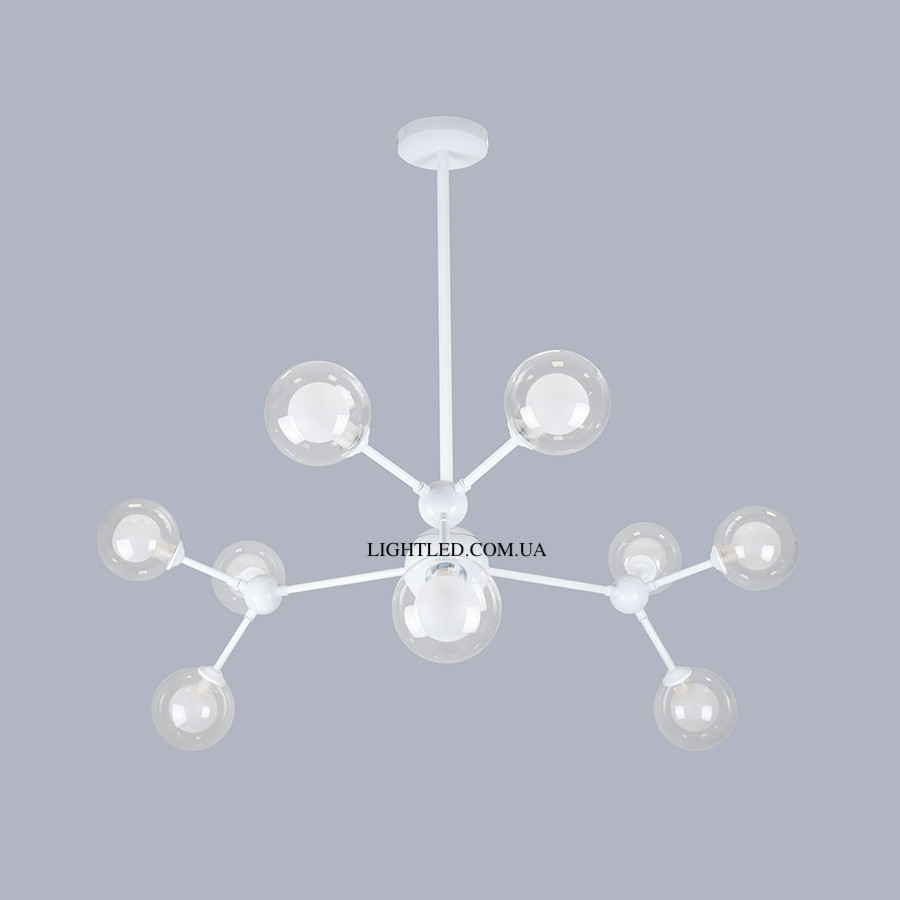 

Белая люстра на 9 двойных шаров, Белый