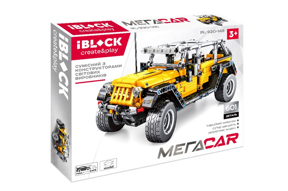 

Конструктор автомобиль Техник - машина Джип на 601 деталей, Mega Car IBLOCK PL-920-145