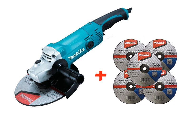 

Угловая шлифмашина Makita GA9050 + 5 зачистных диска по металлу Makita 230 мм (GA9050-D-18487(5))