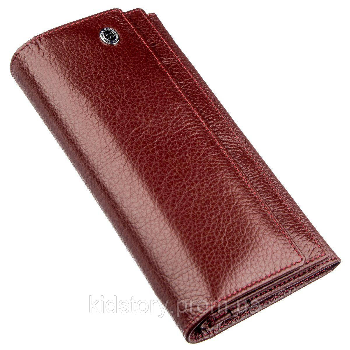 

Жіночий гаманець з монетницьою на блискавки ST Leather 18956 Темно-червоний, Темно-красный