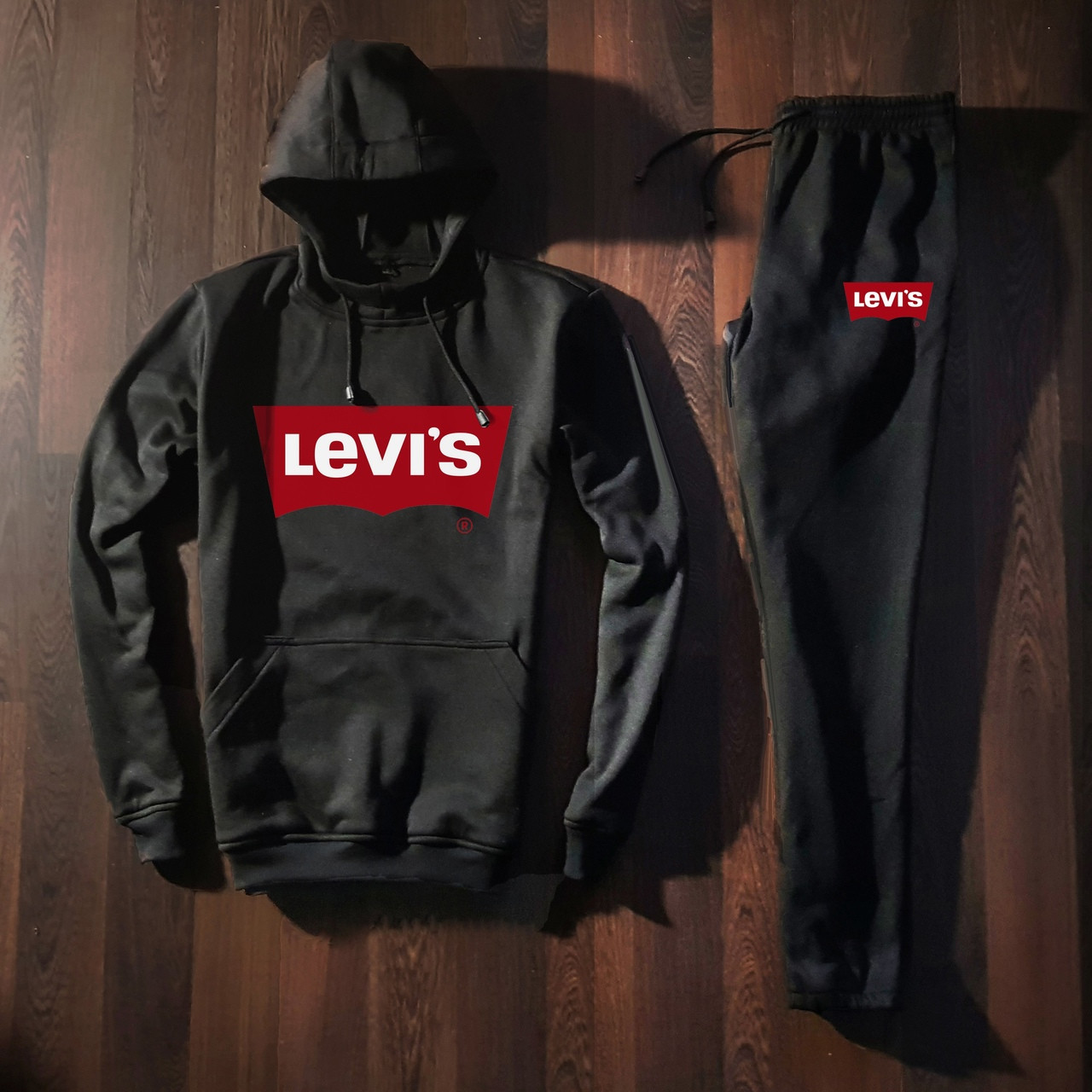 

Спортивный костюм зимний LEVIS мужскокй, черный, Левис, трехнитка на флисе, код NN-2058. M