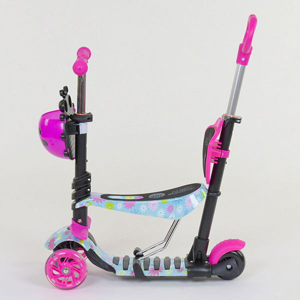 

Самокат-беговел 5 в1 Best Scooter с родительской ручкой и подножками (11210), Розовый