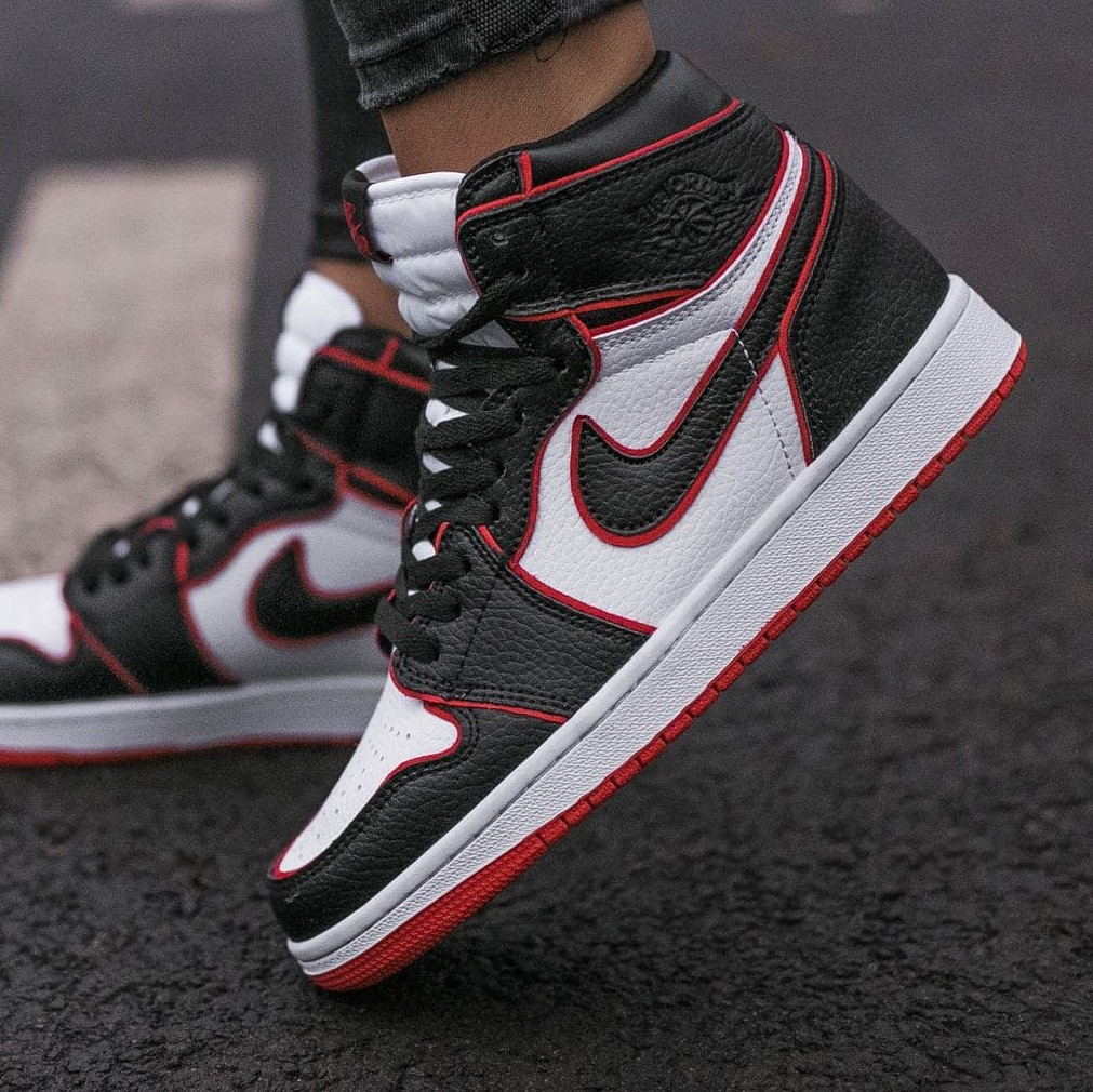 

Air Jordan Retro High Black White Red | кроссовки мужские и женские; черные/белые/красные; высокие; весенние 45, Черно-белый