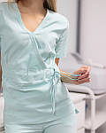 Медицинский костюм Рио  женский на запах цвет мятный, фото 2