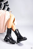 Женские высокие зимние ботинки Челси на тракторной подошве черная кожа, фото 8