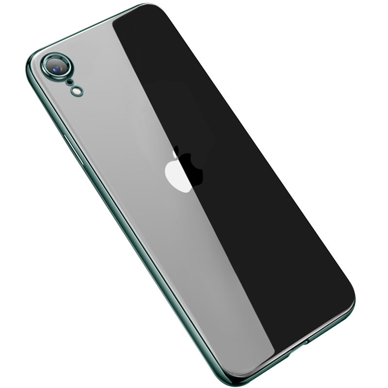 

Прозрачный силиконовый чехол с глянцевой окантовкой Full Camera для Apple iPhone XR (6.1"), Темно-зеленый