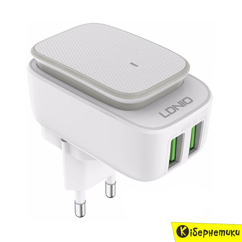

Сетевое зарядное устройство LDNIO 2 USB (2,4A) White (DL-A2205) Led Touch