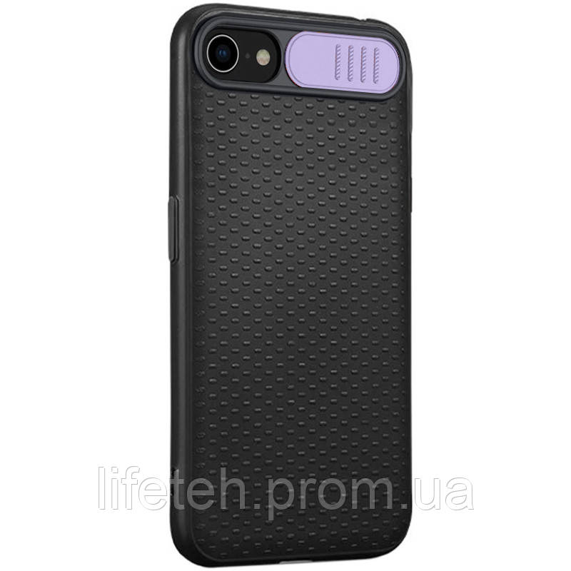 

Чехол Camshield Black TPU со шторкой защищающей камеру для Apple iPhone 7 / 8 (4.7) / SE (2020), Черный / сиреневый