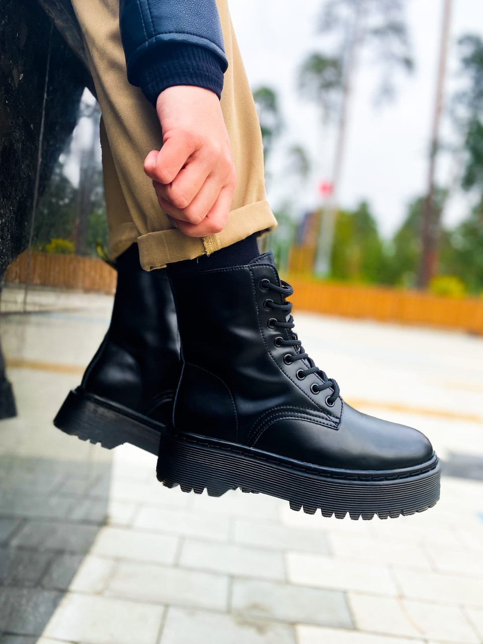 

Ботинки женские Dr.Martens JADON Mono Black, Доктор Мартинс, натуральная кожа, мех, код KS-3309, Черный