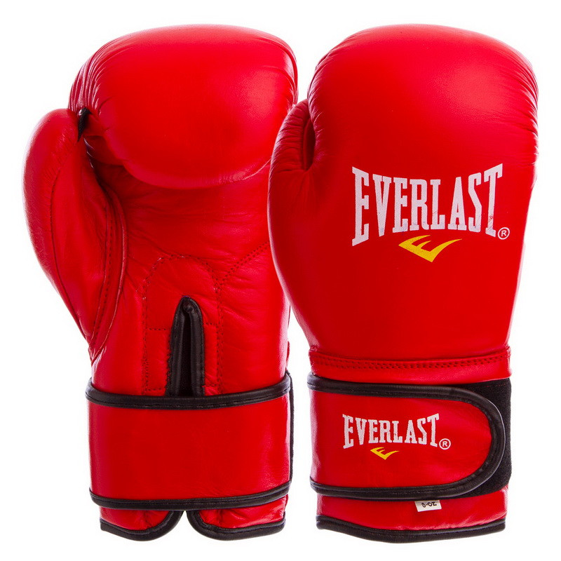 

Перчатки боксерские кожаные на липучке EVERLAST красные BO-4748, 10 унций, Красный