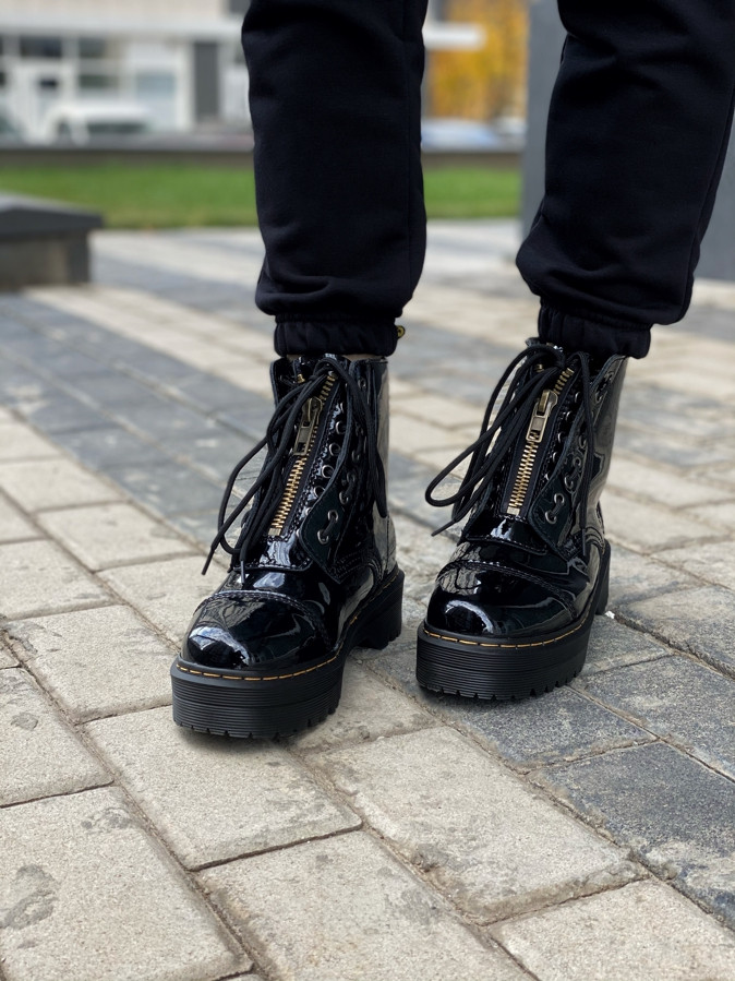 

Женские ботинки Dr. Martens Jadon Patent Black (с мехом)