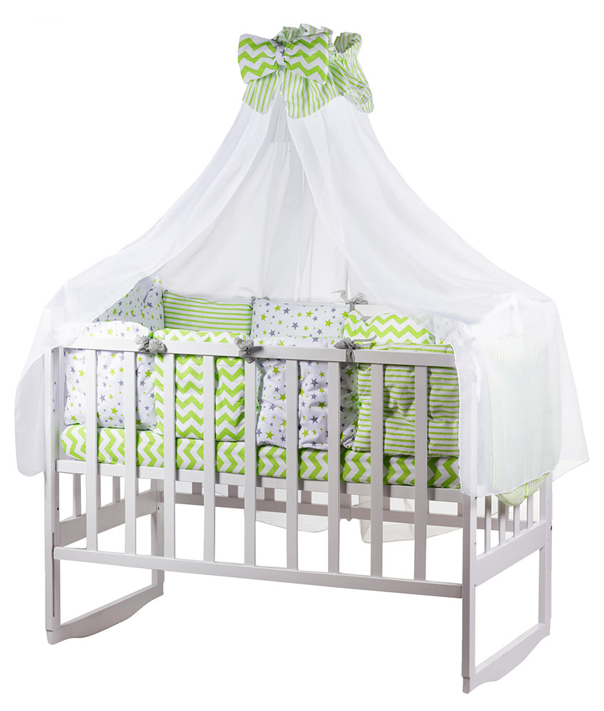 

Детская постель Babyroom Bortiki lux-08 stars салатовый - белый