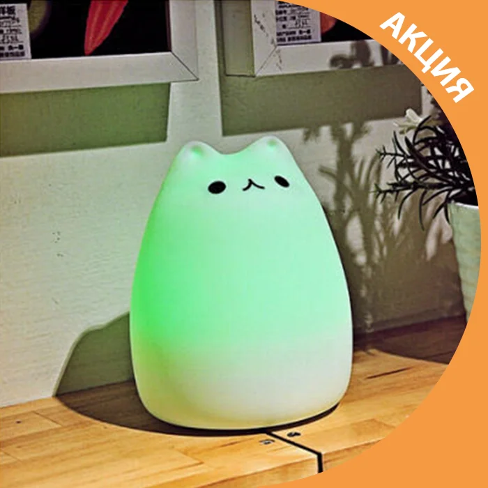 

Ночник силиконовый Кот Cat Unit SoftTouch LED Sleep Lamp, Белый